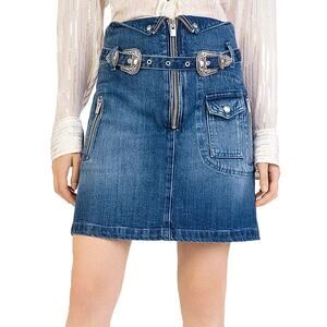 The Kooples Western Double Buckle Denim Mini Skirt Size 1